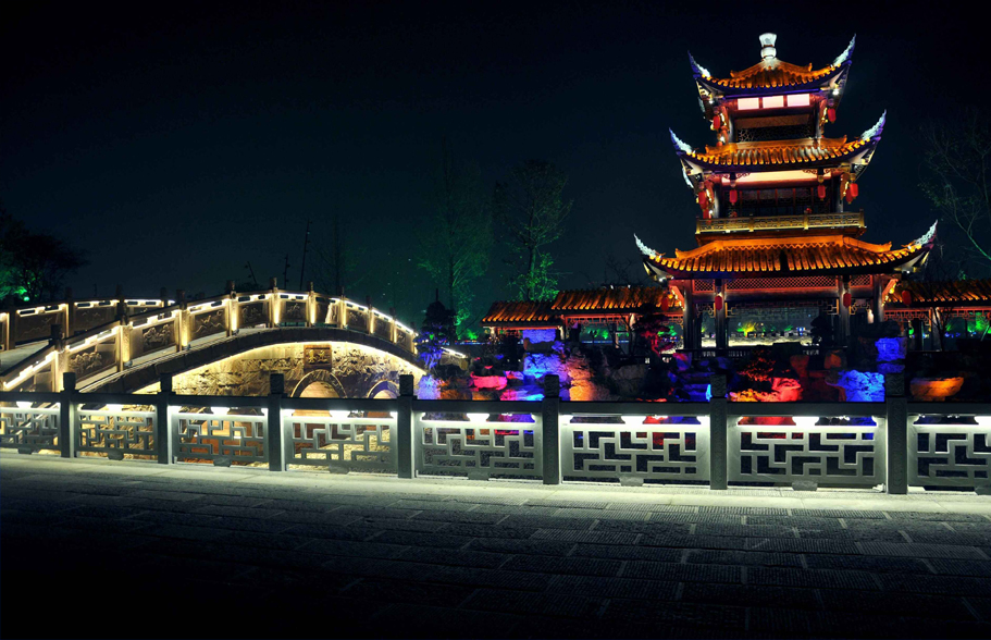 乐山嘉州长卷 天街 夜景亮化工程